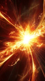 Stellar scale fiery light burst with radiating strands.