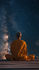 Quiet night meditation beneath a river of bright stars.