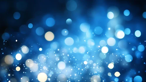 Abstract blue bokeh lights background with soft glowing circles.