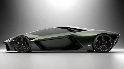 Sleek futuristic supercar glides forward with bold dark style