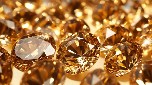 Cluster of polished golden gemstones in close-up view.
