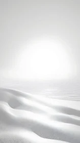 Silent white dunes dissolve into a blinding celestial horizon.