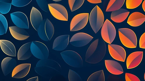 Gradient leaves pattern glows against deep midnight blue