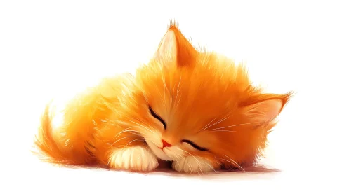 Peaceful Orange Kitten Resting in Serene Slumber