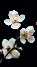 White Blossoms Dance With Golden Stamens