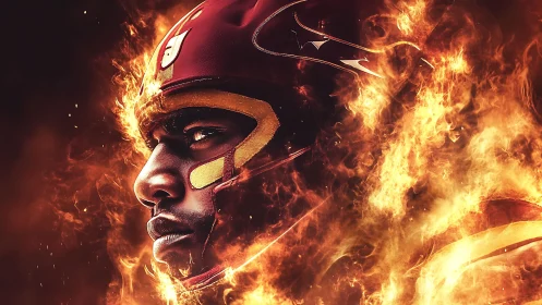 Flaming speedster’s focused profile burns through darkness