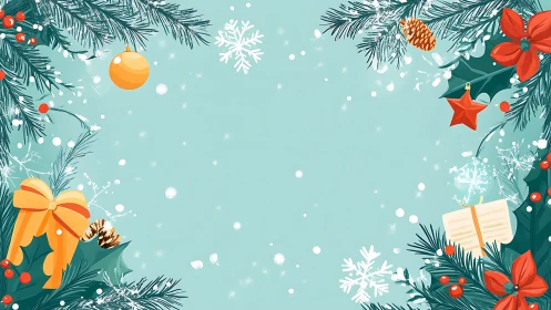 Christmas border illustration frames empty winter space