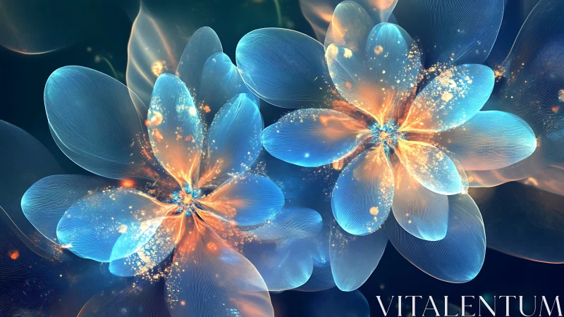 Luminous ethereal blossoms in layered digital painting composition.