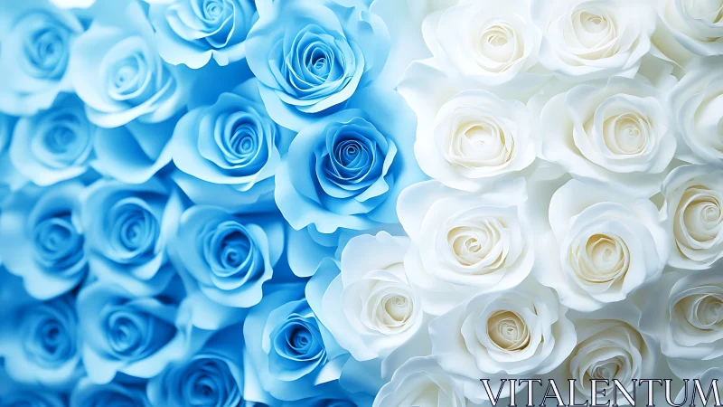 Blue and White Roses Bouquet in Full Bloom.