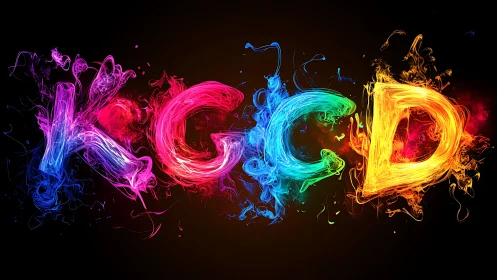 Flame-like neon KGCD letterforms rendered as dynamic plasma