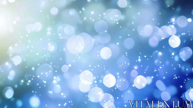 Drifting blue bokeh constellations over soft twilight glow.