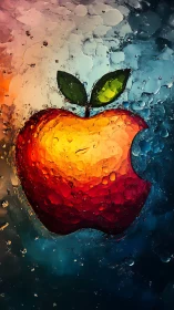 Radiant bitten apple glows through a dreamy splash of color