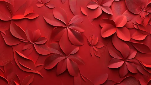 Red Three-Dimensional Floral Composition with Layered Petals