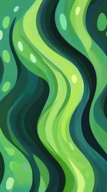 Organic waveform abstraction in layered green digital painting.