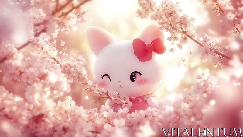 Blossom-bright kitten peeking through dreamy pink petals.