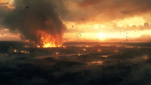 Apocalyptic Inferno: A Civilization Engulfed in Catastrophic Fire