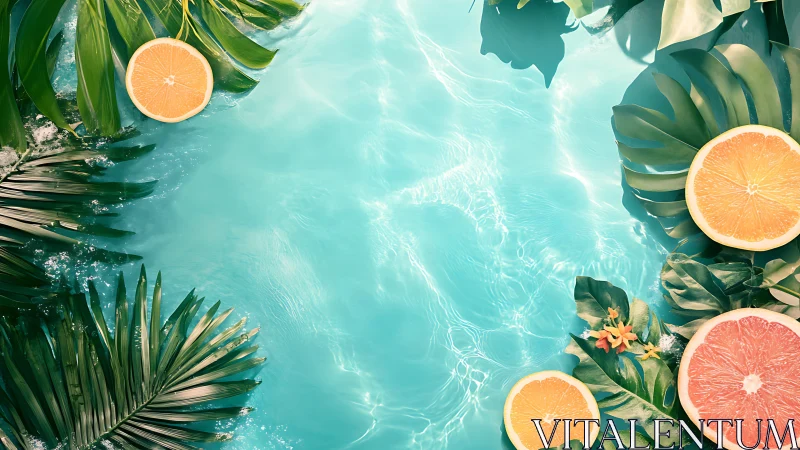 Tropical citrus poolside escape with sunny summer vibes.