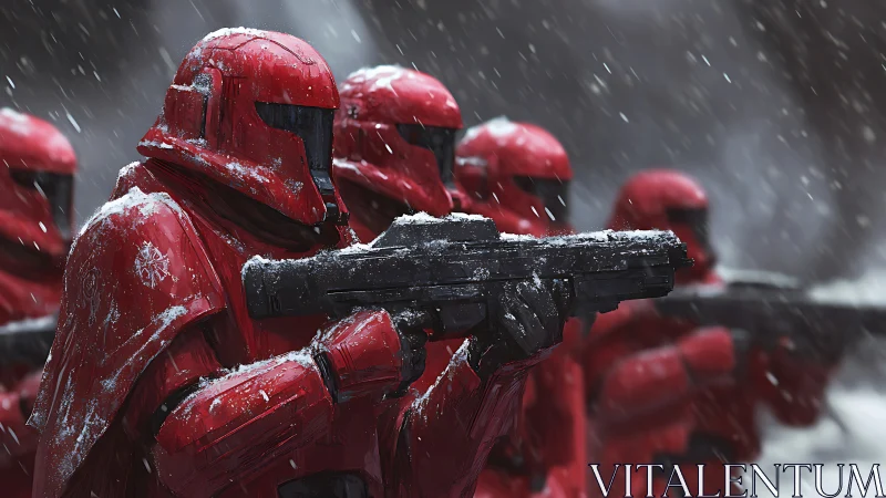 Scarlet storm troopers advance through a blizzard of fire.