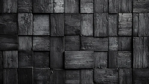 Orthogonal charcoal timber grid with stratified surface relief.