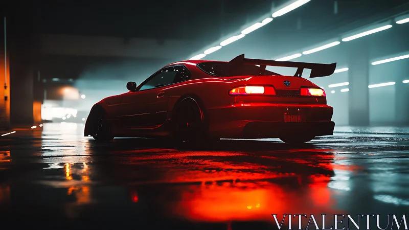 Neon-lit tuner car accelerates through cinematic urban tunnel