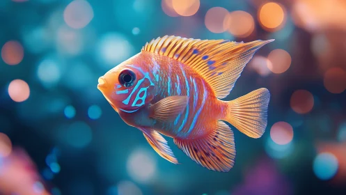 Shimmering coral reef fish drifting through dreamy light.