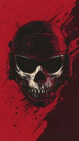 Skull-faced tactician grins through shadows and splattered crimson