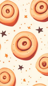 Concentric Orbs Among Stars: Warm Digital Illustration.