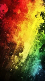 Vibrant diagonal spectrum with textured paint splashes.