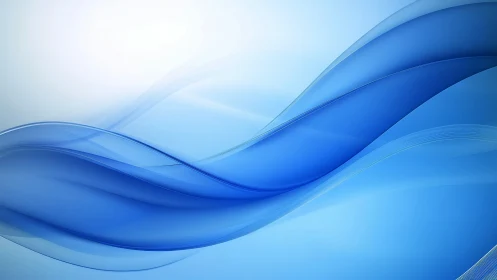 Blue translucent wave forms curve across gradient background
