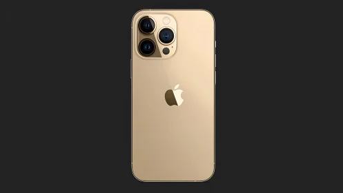 iPhone 12 Pro in gold showcases quad camera system.