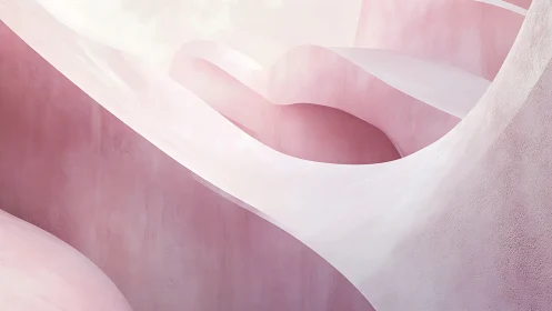 Soft rose architectural waves under diffused pastel light.