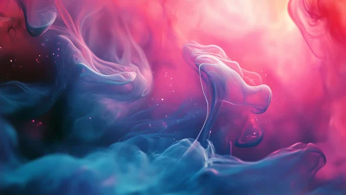 Iridescent nebula plumes with cyan and magenta vapor flow.