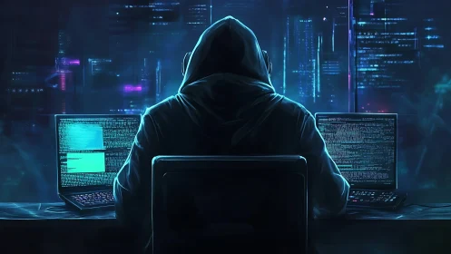 Midnight code alchemist bends neon data across twin screens