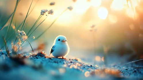 Sunrise flufflet among dewdrops and dreamy meadow glow.