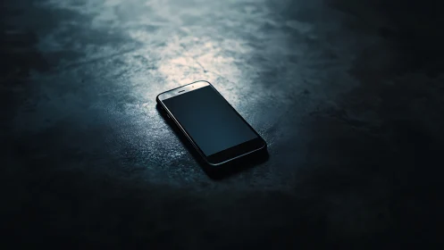 Smartphone on Textured Surface with Moody Cinematic Lighting