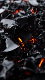 Molten Glass and Embers Create Striking Contrast in Dark Abstract Scene