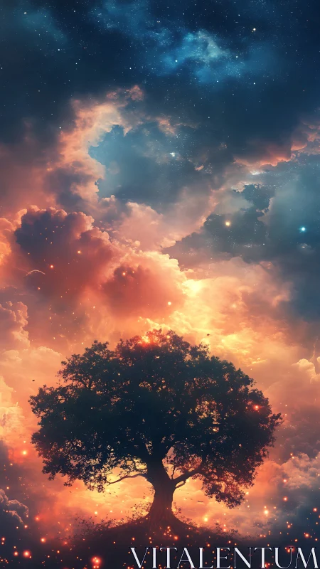 Celestial dreamtree ignites twilight between worlds.
