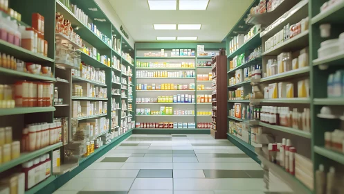 Fluorescent aisles whisper neatly stacked pharmacy promises