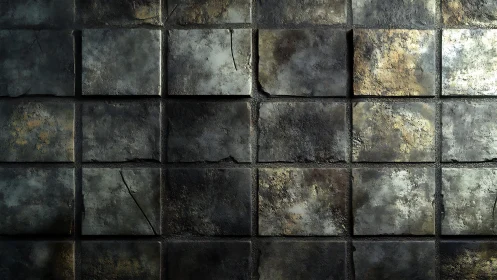 Weathered stone tile wall with rustic texture and moody lighting.