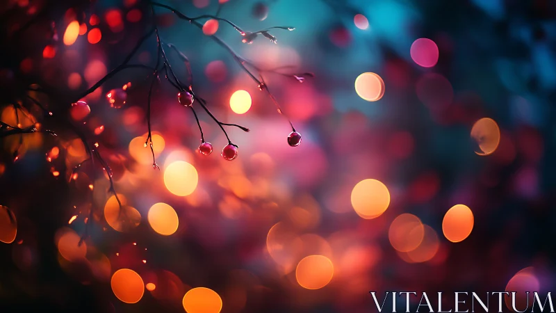 Berries whisper quietly as twilight bokeh ignites the forest