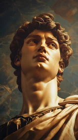 Marble daydream studies the heavens in molten golden light