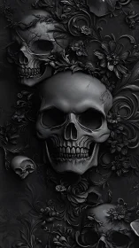 Velvet dusk skull garden tangled in gothic blossoms.