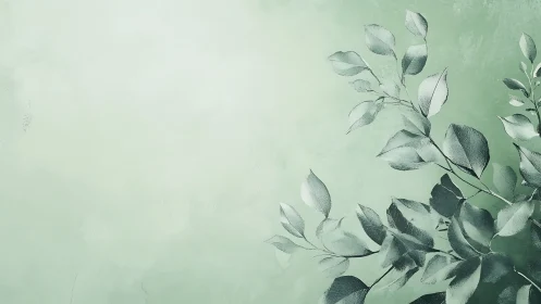 Silver-toned botanical branches occupy the lower right quadrant