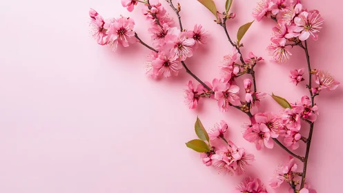Cherry Blossoms Cascade: Pink Petals Dance Gracefully.