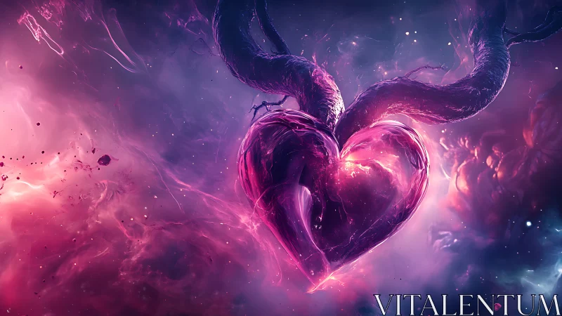 Cosmic Heart Glowing in Ethereal Mists.