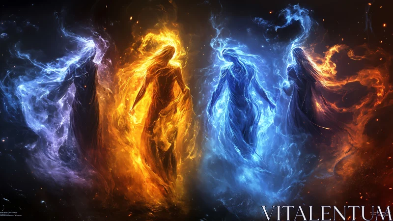 Elemental spirits trade fire and frost across the void