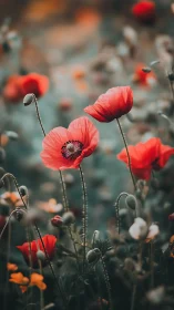 Red Poppies Dancing in Soft Sunlight.