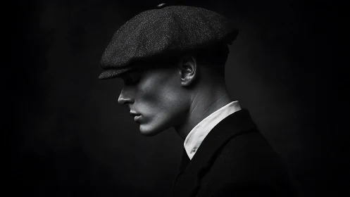 Shadowed profile in a flat cap dreams of forgotten streets