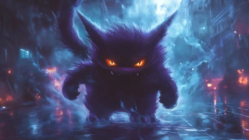 Midnight mischief with a glowing-eyed shadow creature.