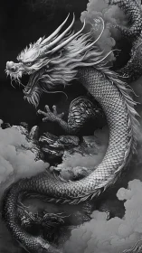 Storm-borne dragon coils through clouds with fierce, vivid grace